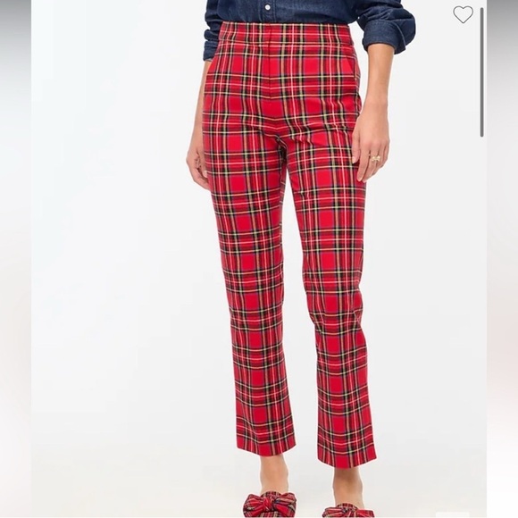 J. Crew Factory Winnie Plaid Red White Yellow Holiday Ankle Dress Pants Size 14 - Picture 1 of 16